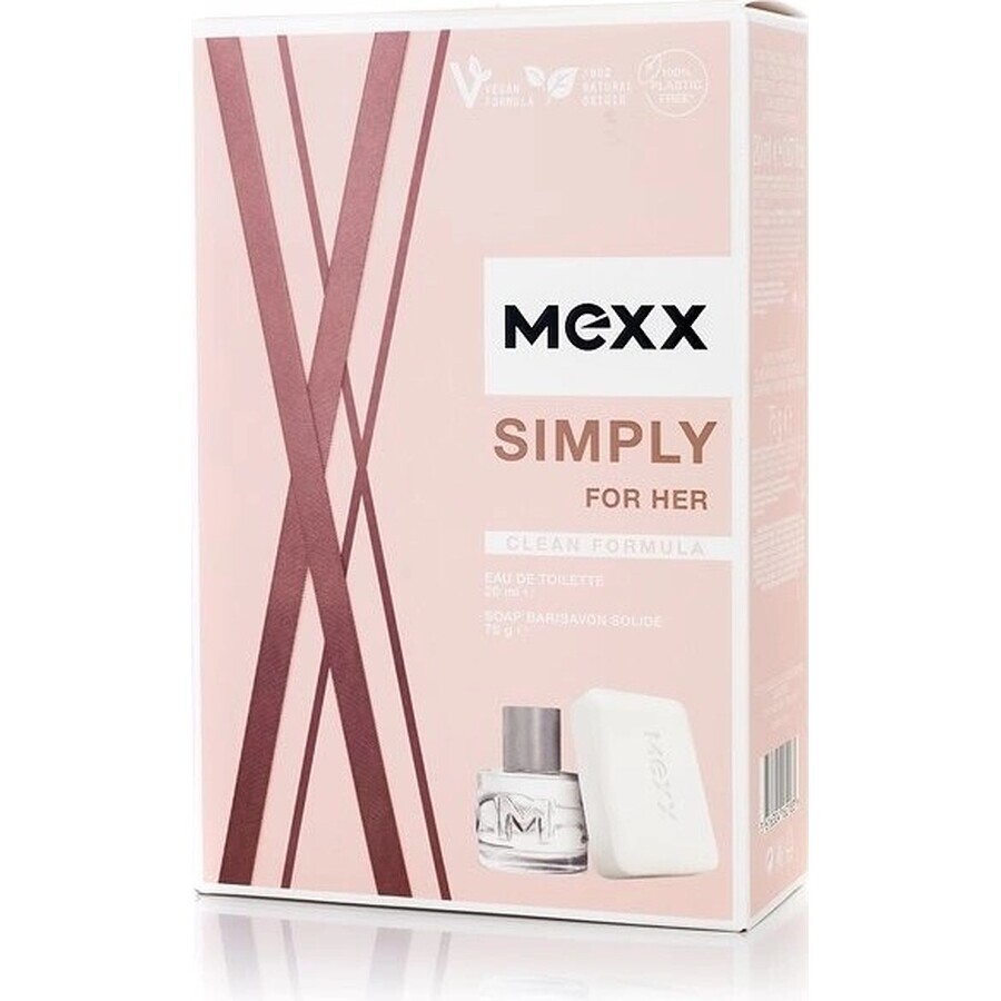 MEXX SIMPLY FOR HER Eau de Toilette 20ML + Seife 75G 1×1Stück, Kosmetikset für Frauen