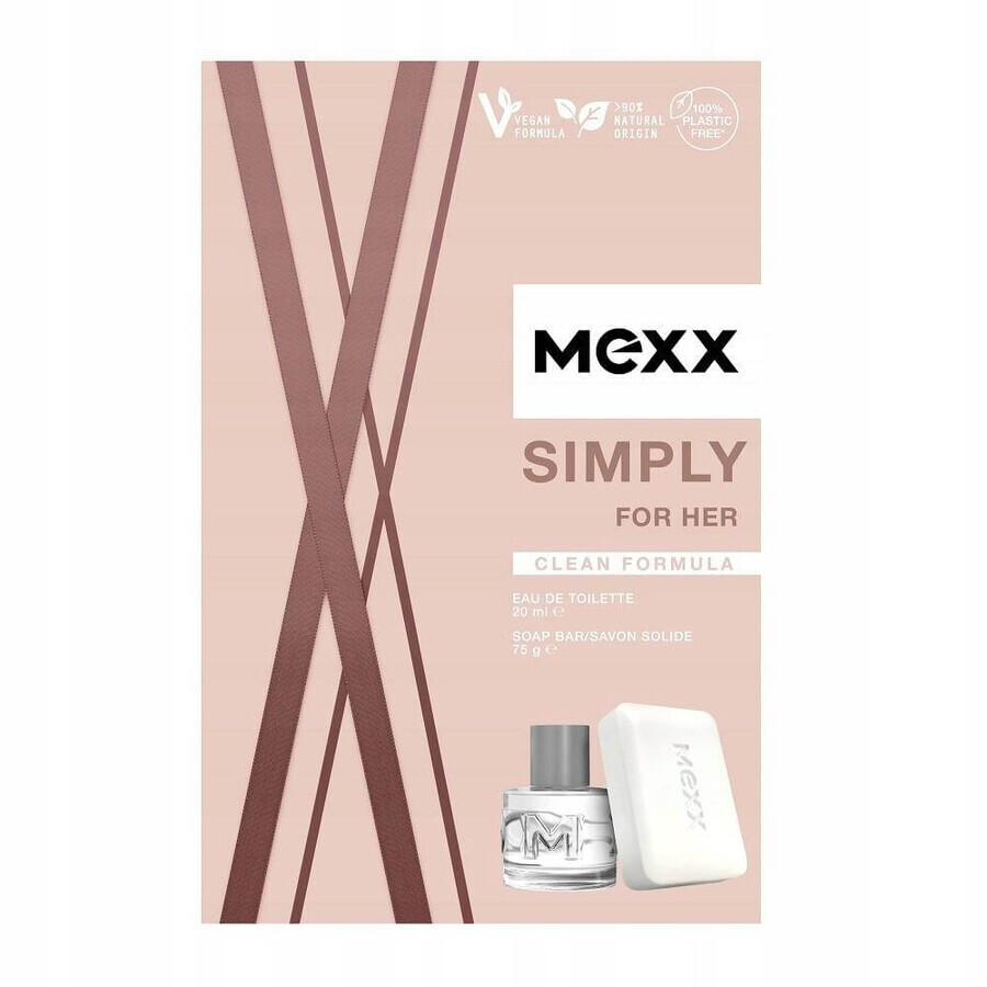 MEXX SIMPLY FOR HER Eau de Toilette 20ML + Seife 75G 1×1Stück, Kosmetikset für Frauen