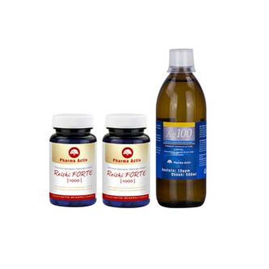 Pharma Activ Reishi forte 1000 ACTION cps 2x90 Stück + Kolloidales Silber Ag100 10ppm 500 ml, 1x1 Set