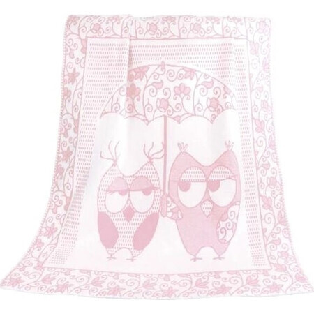 Coperta per bambini NELA 1023/010 100x140cm gufo rosa 1×1 pz, coperta per bambini