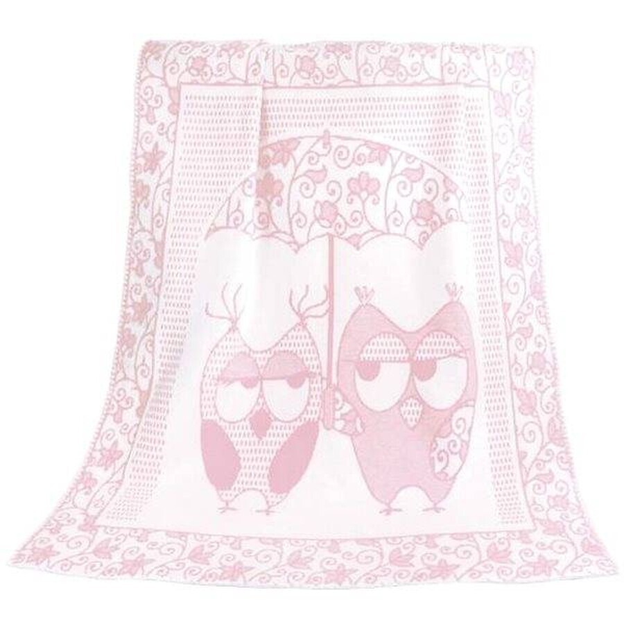 Coperta per bambini NELA 1023/010 100x140cm gufo rosa 1×1 pz, coperta per bambini