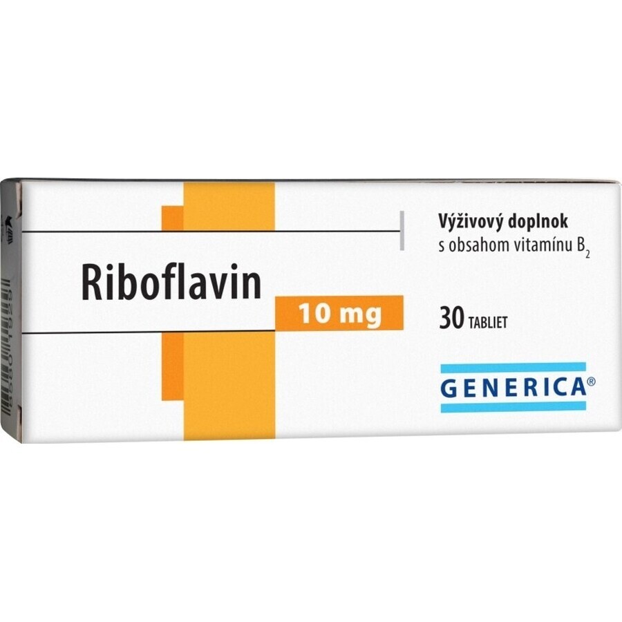 GENERICA Riboflavin 10 mg 1×30 tbl, Nahrungsergänzungsmittel