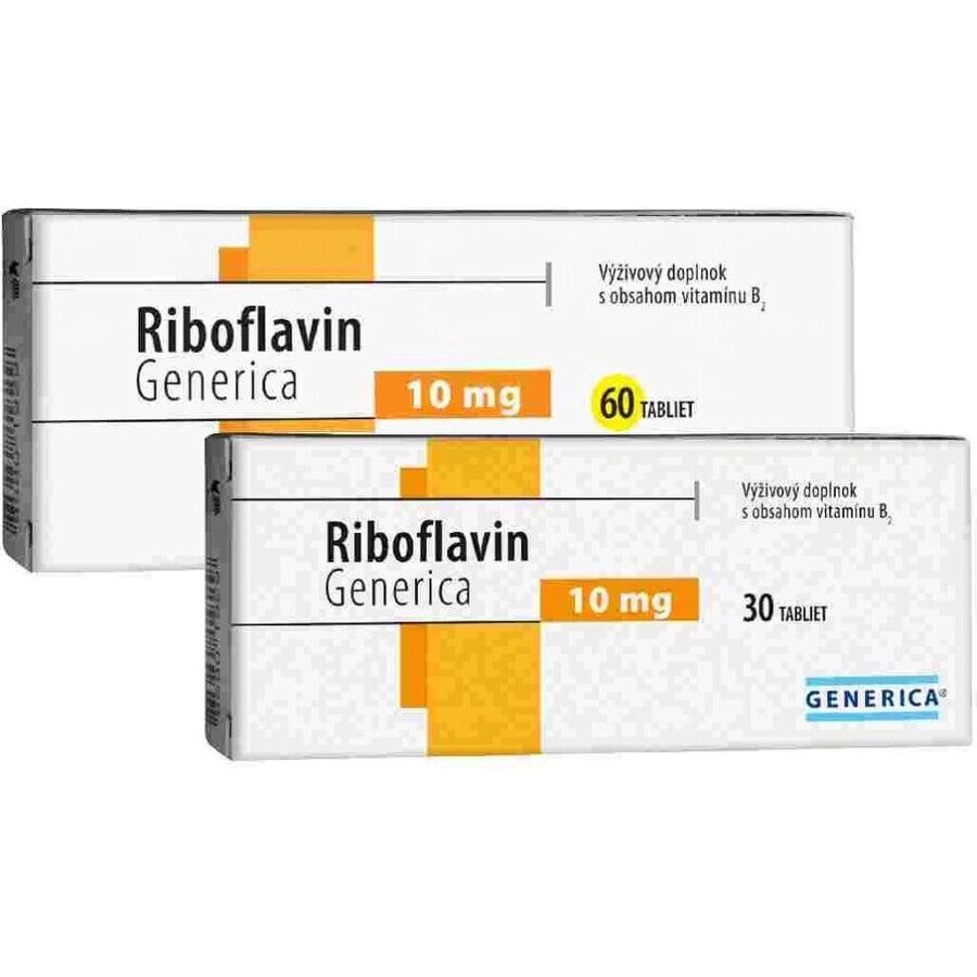 GENERICA Riboflavin 10 mg 1×30 tbl, Nahrungsergänzungsmittel