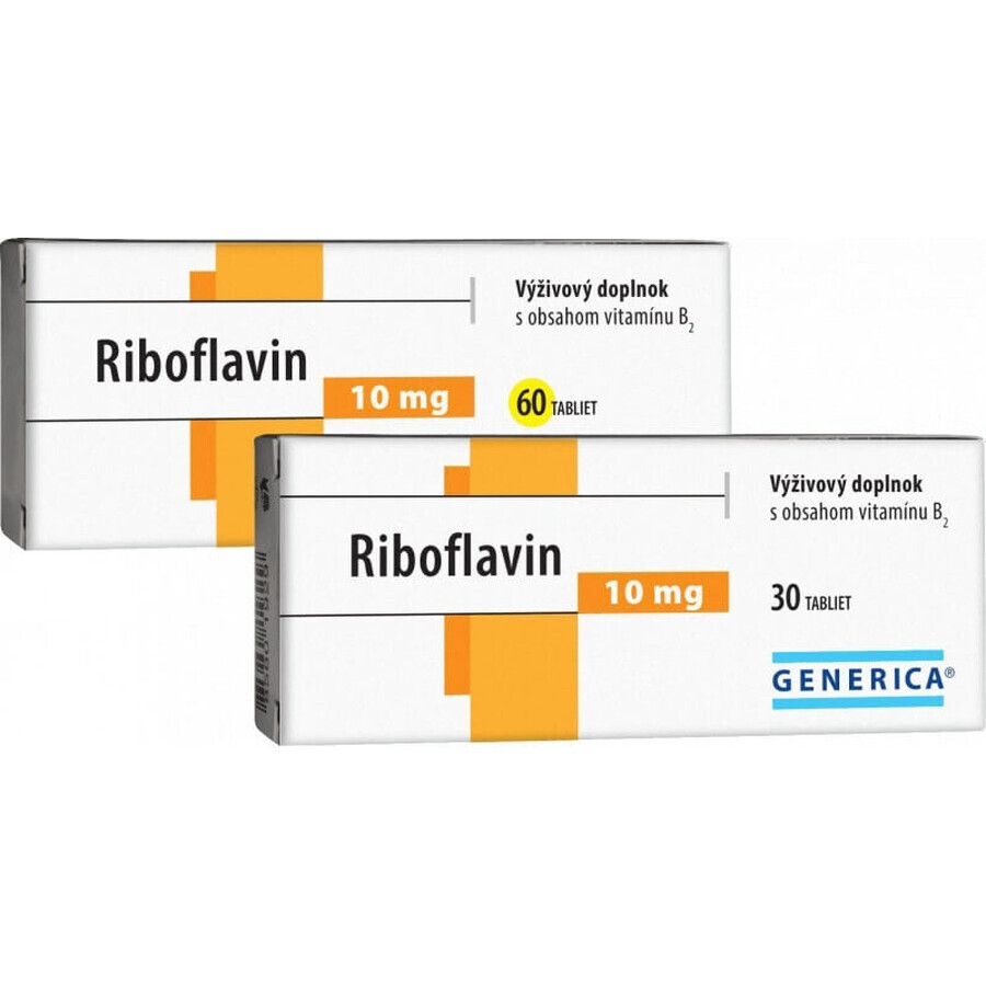 GENERICA Riboflavin 10 mg 1×30 tbl, Nahrungsergänzungsmittel