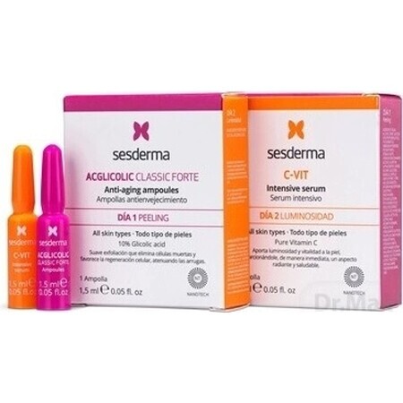 sesderma FLASH FLASH EFEKT ACGLICOLIC + C-VIT serum 1×2x1,5 ml, high glycolic acid serum