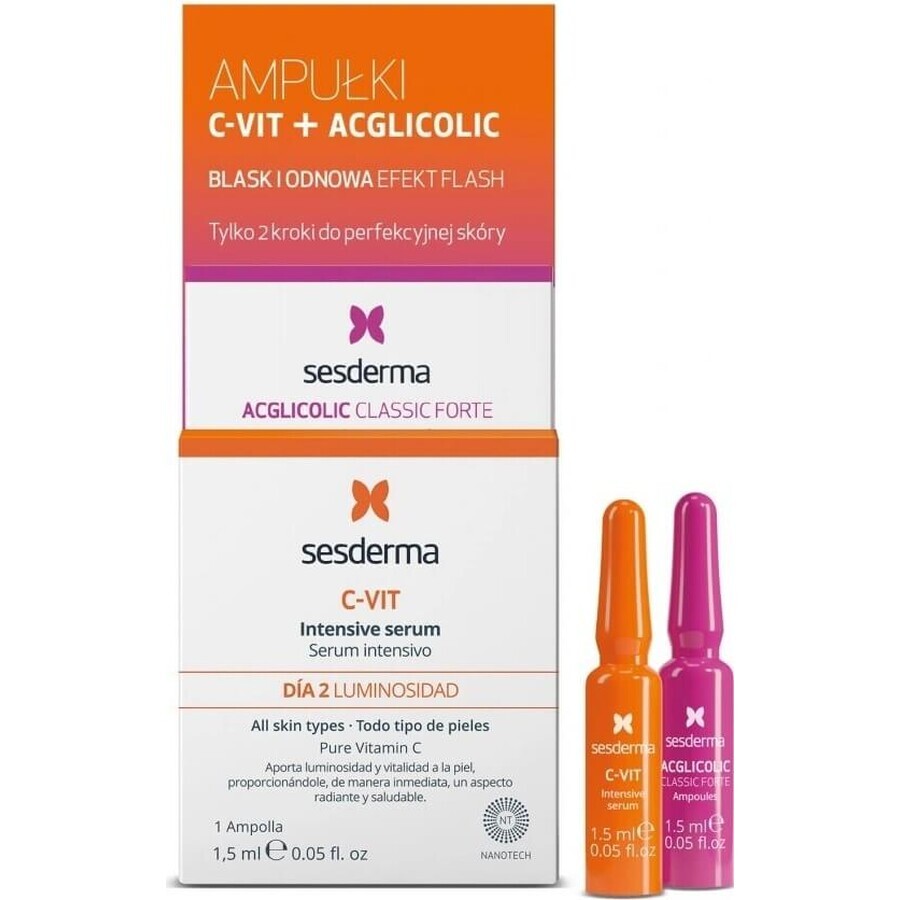 sesderma FLASH FLASH EFEKT ACGLICOLIC + C-VIT serum 1×2x1,5 ml, high glycolic acid serum