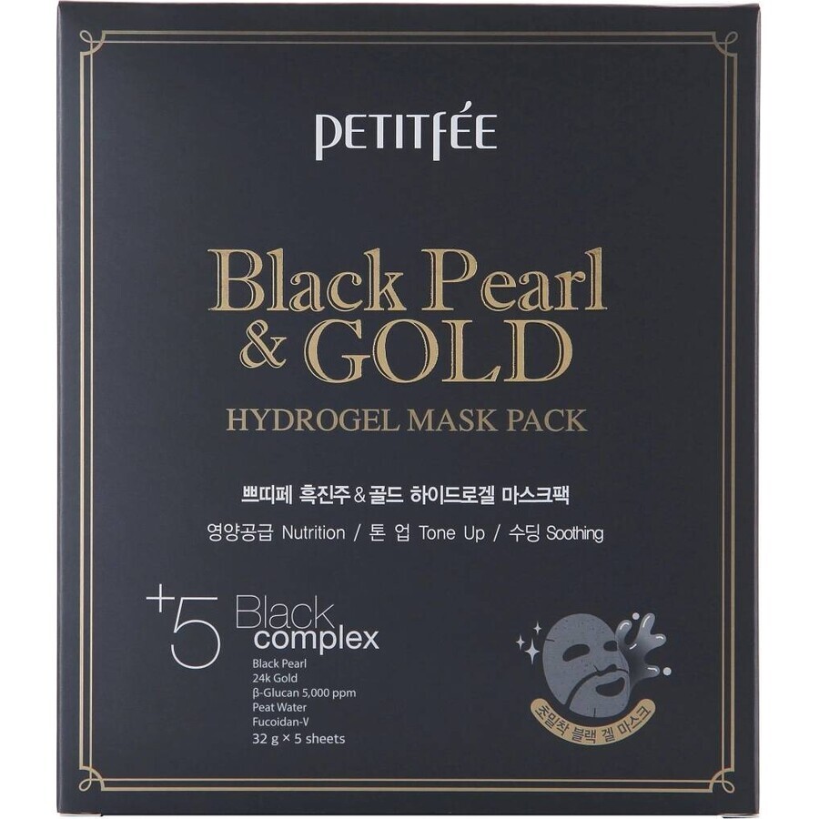 Petitfee & Koelf Black Pearl & Gold Hydrogel Mask Pack 32 g * 5 vellen 1×32 g * 5 vellen