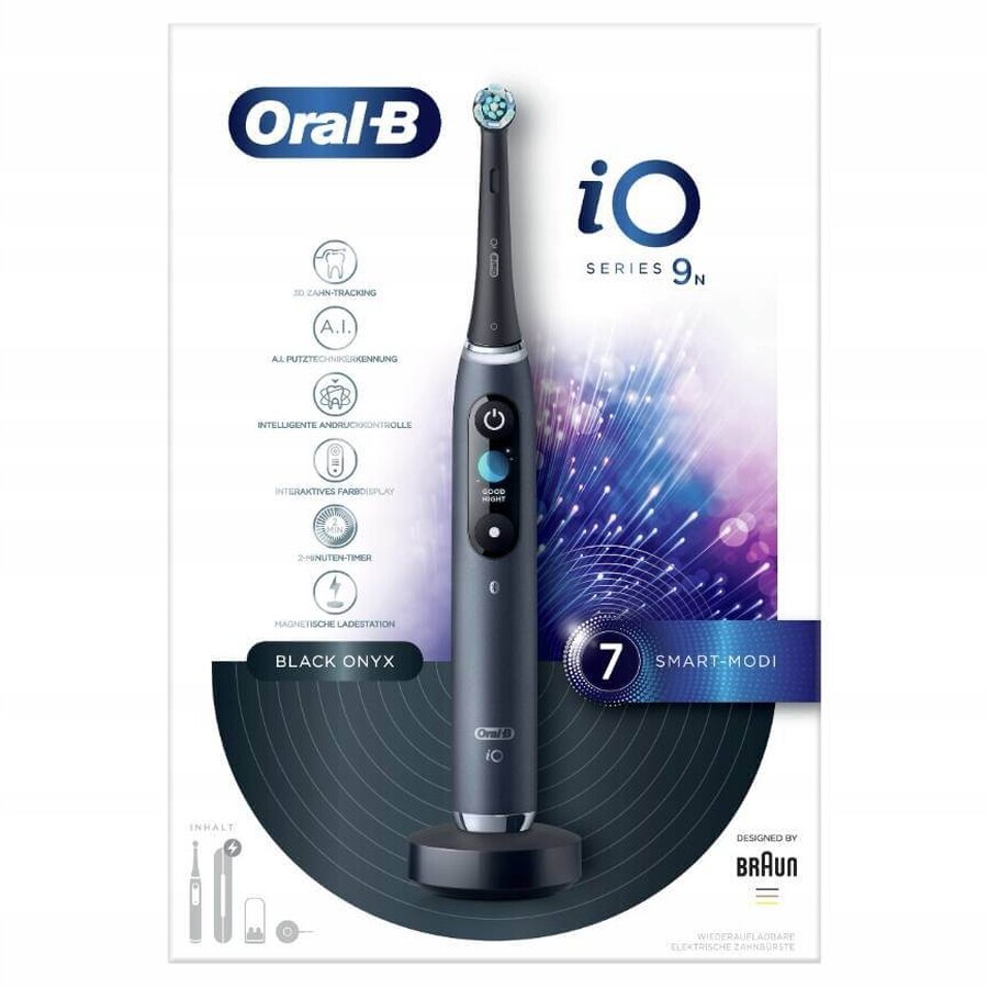 Oral B EK iO Series 9 Zwart onyx + tandenborstelhouder + reisetui 1×1 set, elektronische tandenborstel