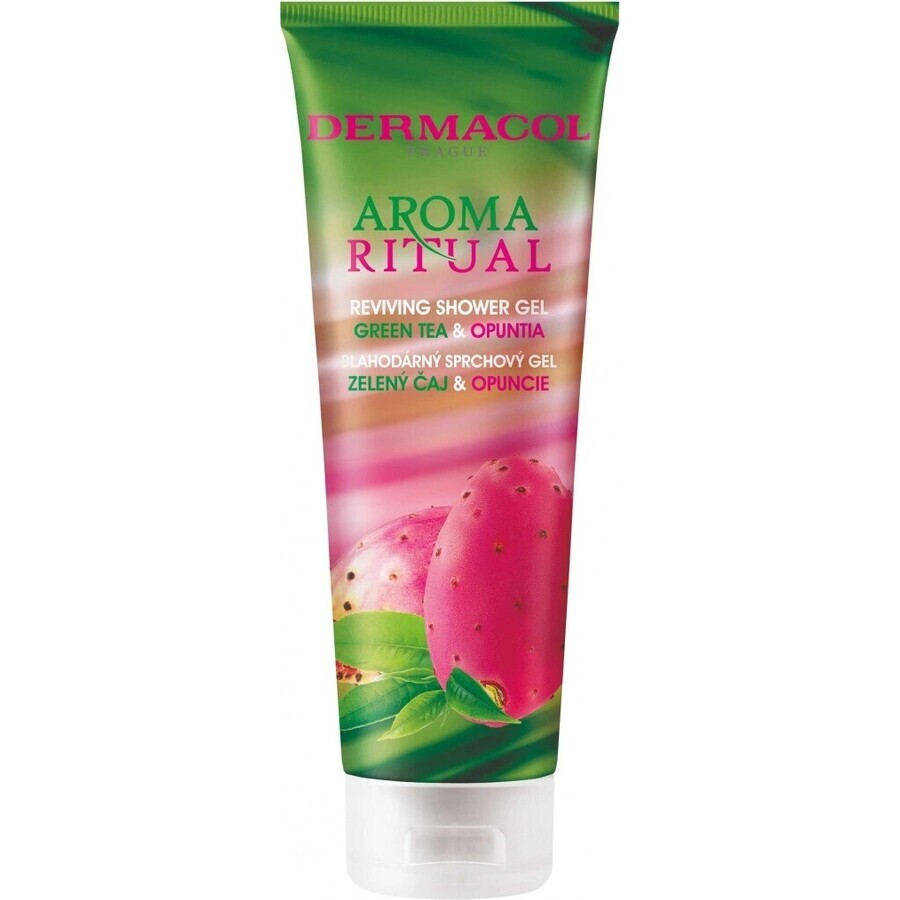 Gel de duș Dermacol Aroma Ritual Green tea and prickly pear 1×250 ml, hidratează pielea