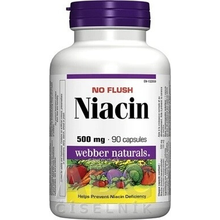 WEBBER NATURALS Niacin B3 500 mg nicht allergen! 1×90 cps, Nahrungsergänzungsmittel