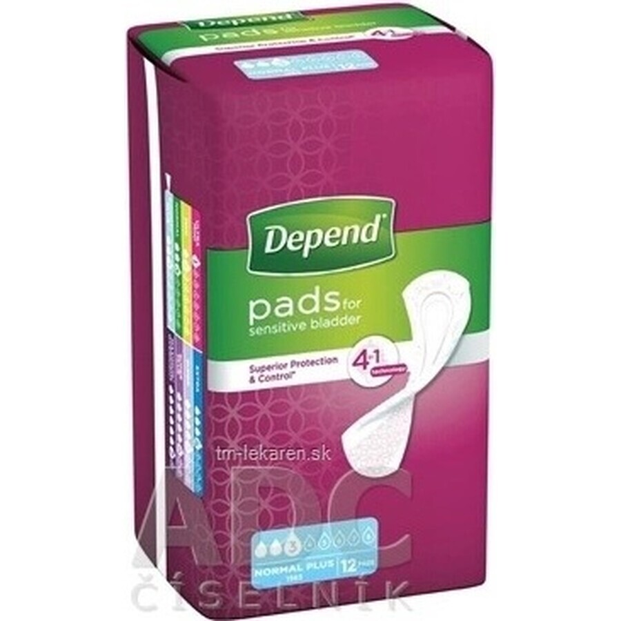 DEPEND NORMAL PLUS 1×12 stuks, incontinentiemateriaal 10×28 cm