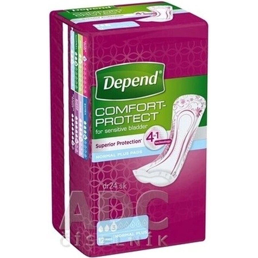 DEPEND NORMAL PLUS 1×12 stuks, incontinentiemateriaal 10×28 cm