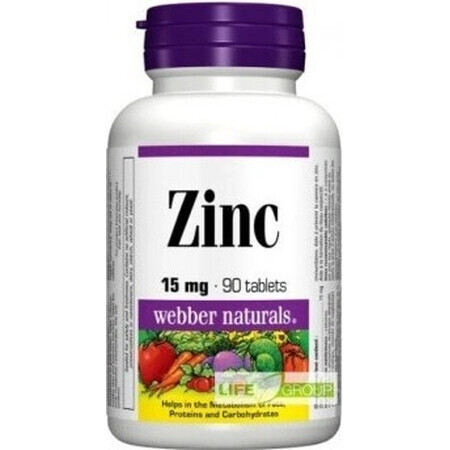 WEBBER NATURALS Zink 15 mg 1×90 tbl, Nahrungsergänzungsmittel