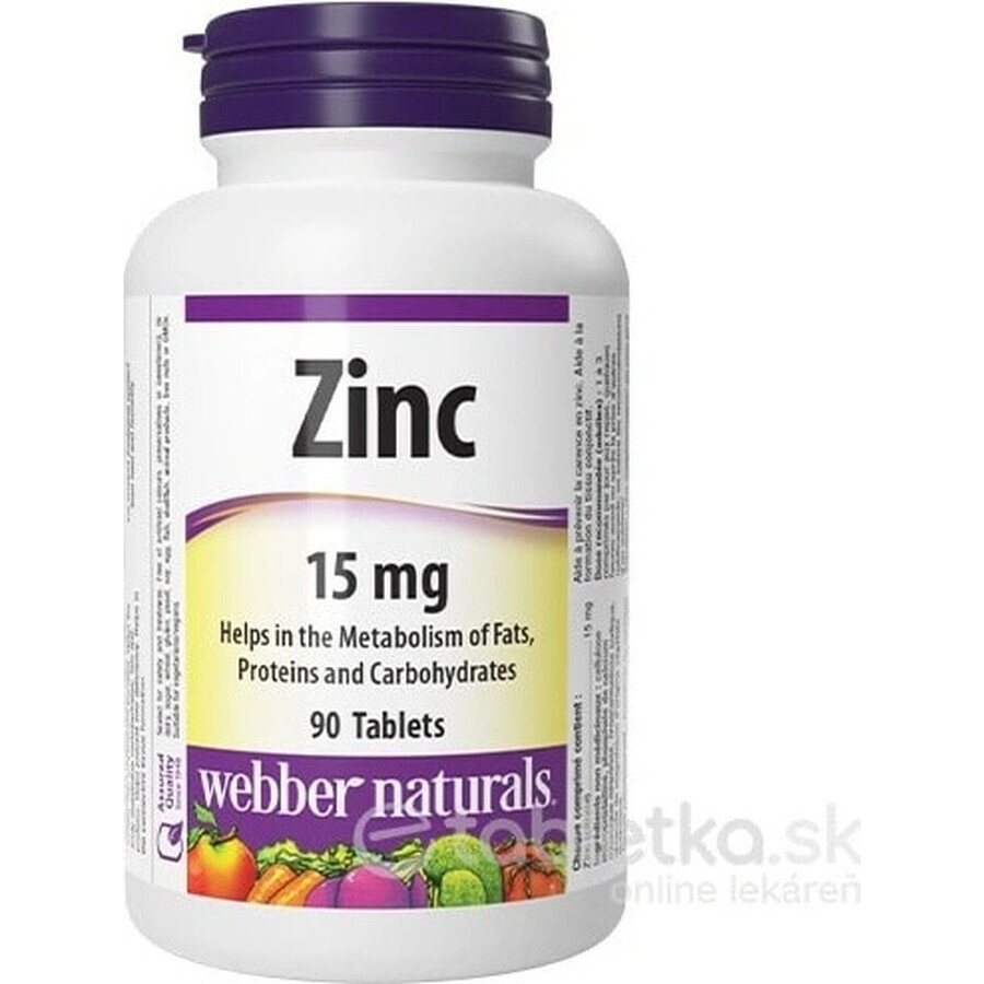 WEBBER NATURALS Zink 15 mg 1×90 tbl, Nahrungsergänzungsmittel