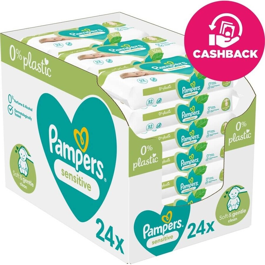 Pampers Șervețele Box Sensitive fără plastic 24x52pcs 24×52 pcs