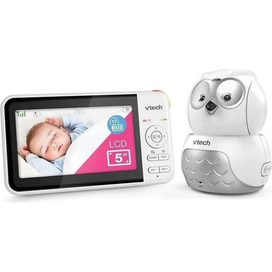 VTECH BM5550-OWL, Baby-Video-Babysitter Eule mit 5"-Bildschirm und 1×1pc schwenkbarer Kamera, Babysitter