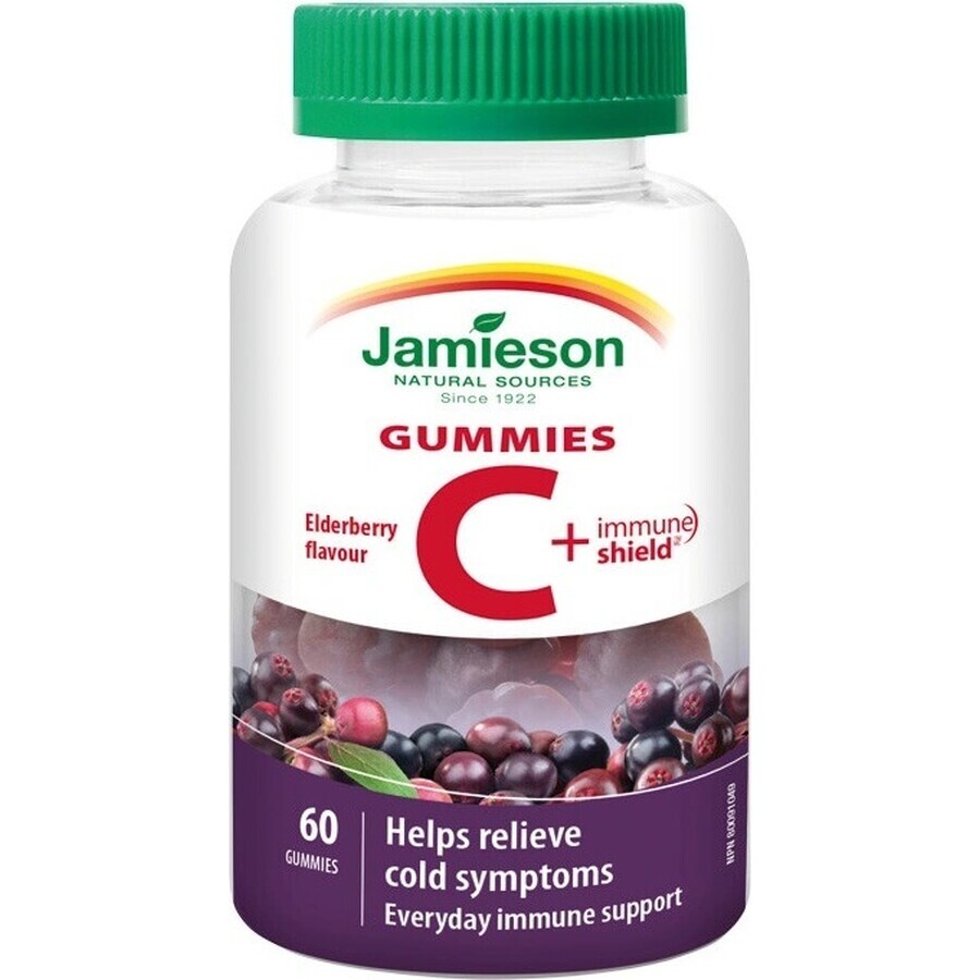 JAMIESON VITAMINA C + IMUNE SHIELD GUMMIES 1×60 buc, pastiluțe cu aromă de soc