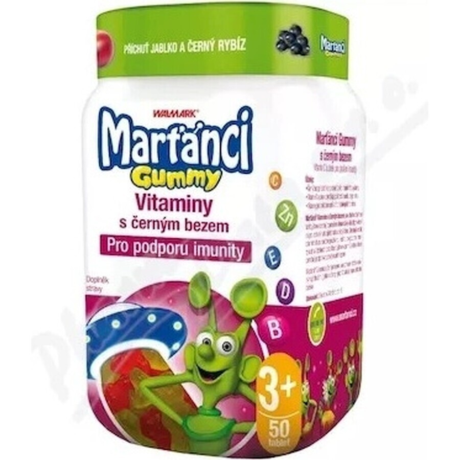 WALMARK Martian gummy vitaminen met zwarte vlierbes 1×50 stuks, appel en zwarte bessensmaak