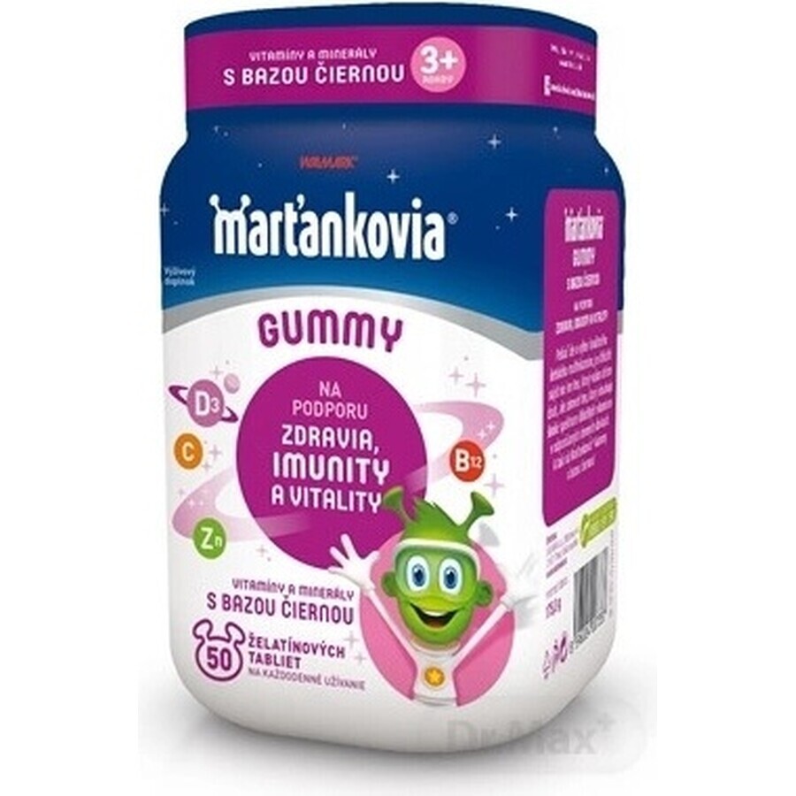 WALMARK Martian gummy vitaminen met zwarte vlierbes 1×50 stuks, appel en zwarte bessensmaak