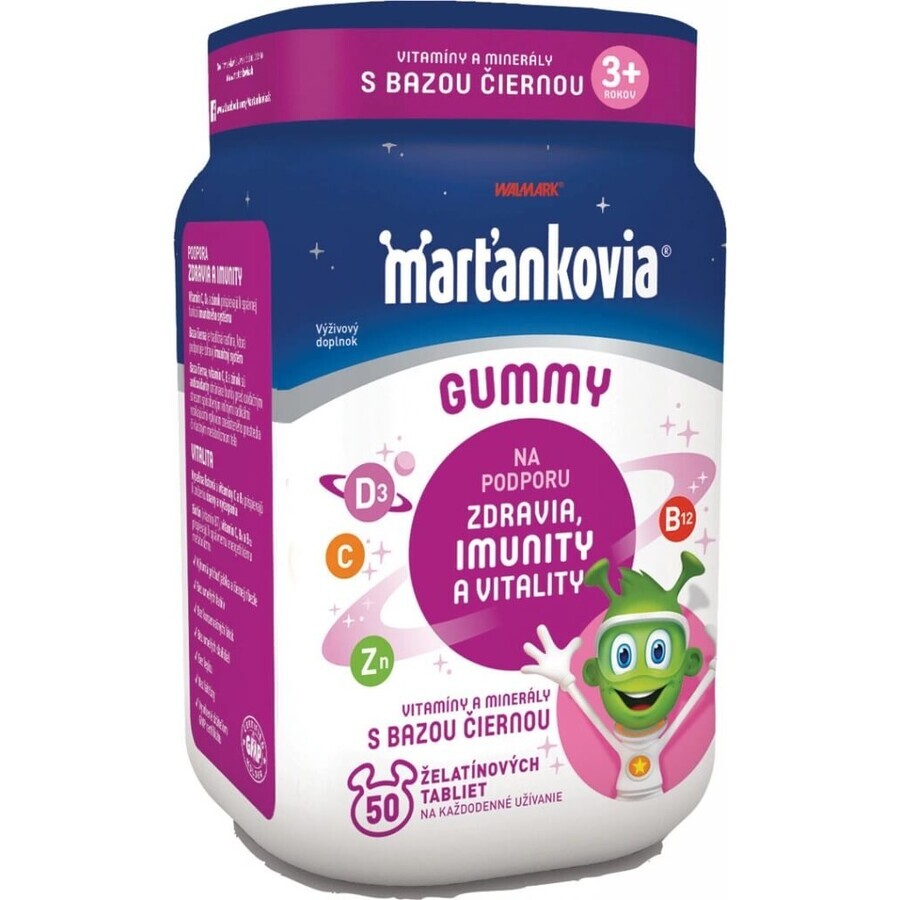 WALMARK Martian gummy vitaminen met zwarte vlierbes 1×50 stuks, appel en zwarte bessensmaak