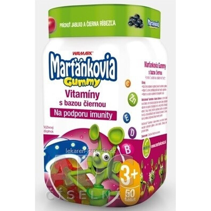 WALMARK Martian gummy vitaminen met zwarte vlierbes 1×50 stuks, appel en zwarte bessensmaak