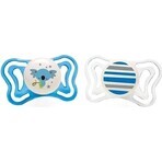 CHICCO Physio Light Silikon Nacht Nacht Junge Schnuller 2 Stück, 2-6 m + 1×2 Stück, orthodontische Schnuller