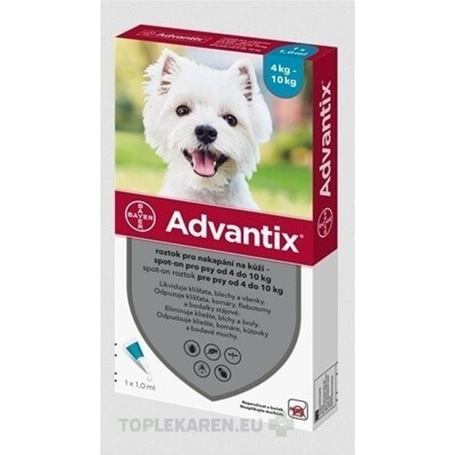 Advantix Spot-on für Hunde von 4 bis 10 kg (4 Pipetten) 4x1 ml