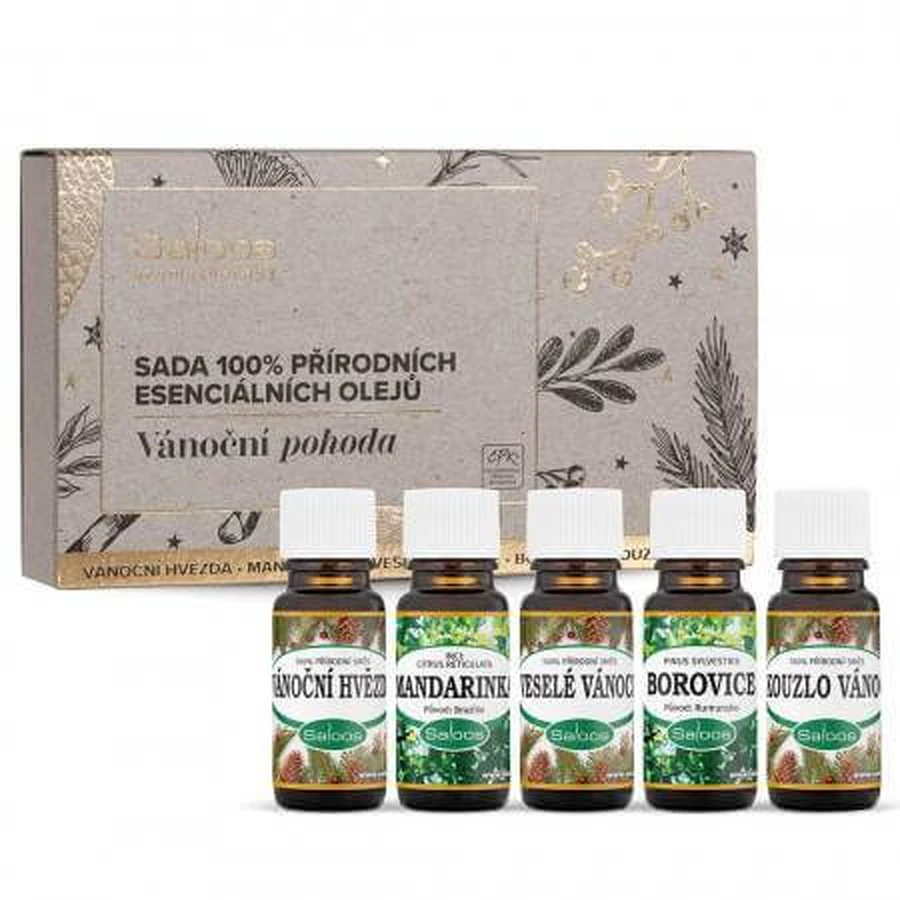 Saloos Christmas well-being-set olejków eterycznych 100% naturalnych 5x10 ml, zestaw olejków eterycznych: ceny i cechy