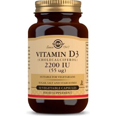 Solgar Vitamin D3 2200 IU 50 Kapseln 1×50 tbl, Nahrungsergänzungsmittel