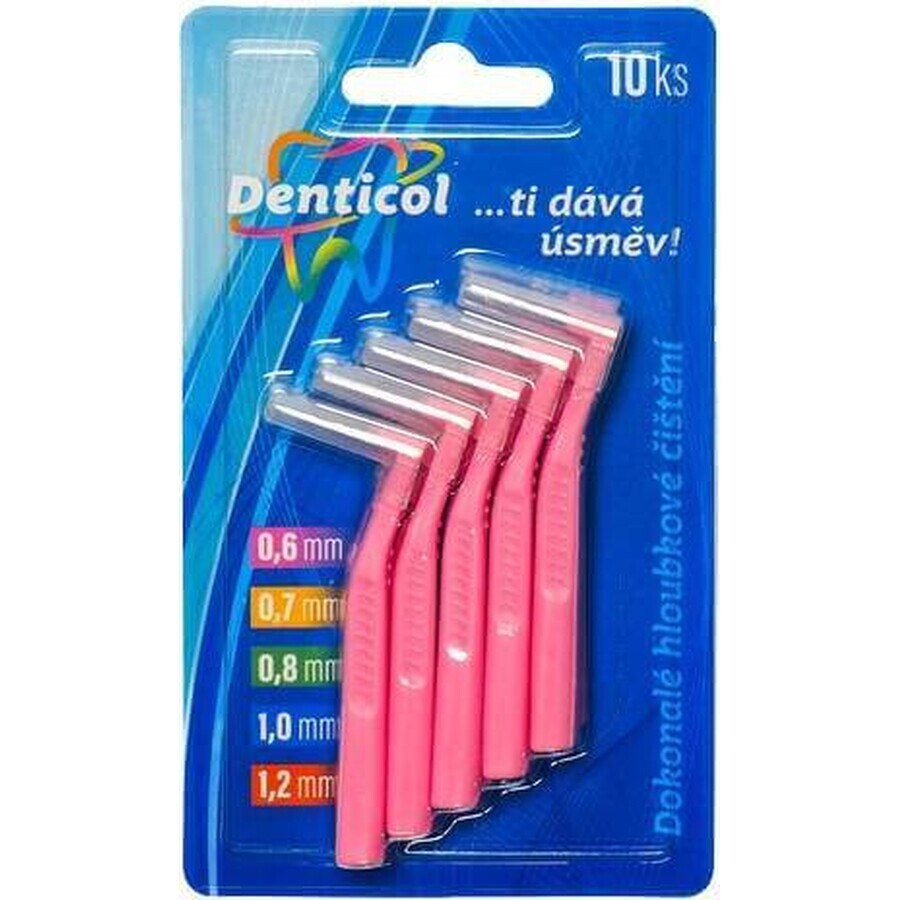 Taille Denticol. 0,6mm, brosse interdentaire courbe 1×10 pcs, brosse interdentaire