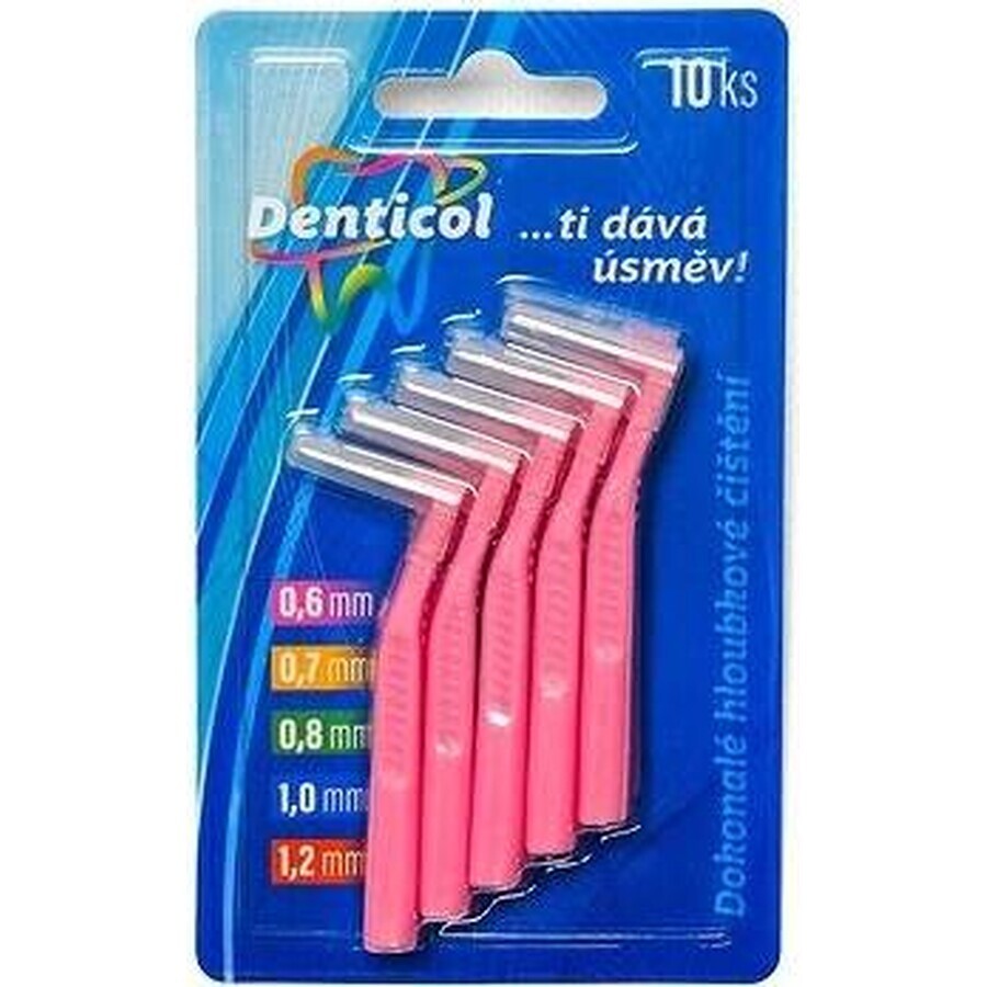 Taille Denticol. 0,6mm, brosse interdentaire courbe 1×10 pcs, brosse interdentaire