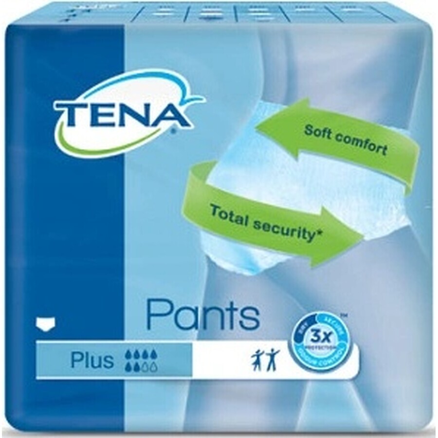 TENA PANTS PLUS EXTRA LARGE 1×12 stuks, absorberende elastische onderbroek, absorptie 1440 ml, heupomvang 120-160 cm