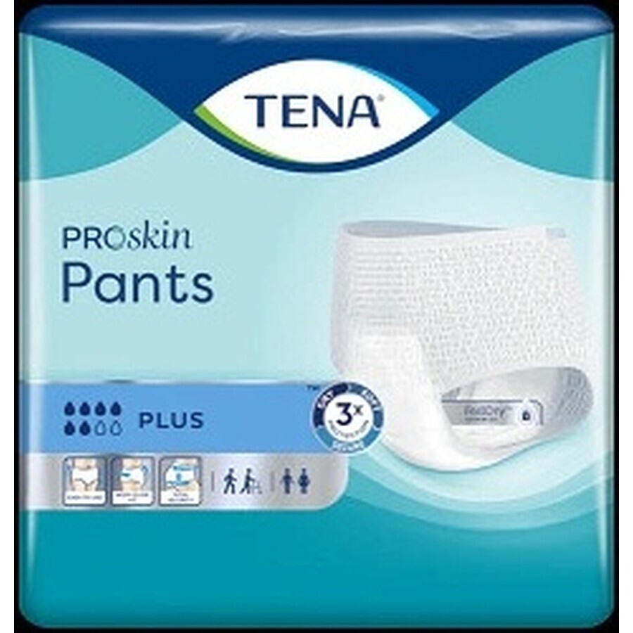 TENA PANTS PLUS EXTRA LARGE 1×12 stuks, absorberende elastische onderbroek, absorptie 1440 ml, heupomvang 120-160 cm