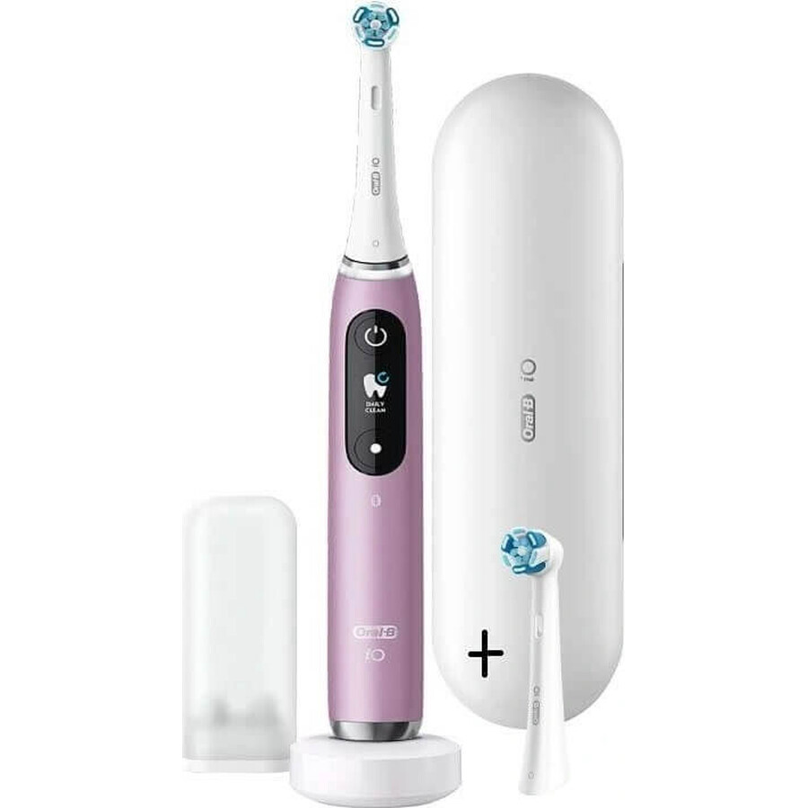 Oral B EK iO Series 9 Rose Quartz + Zahnbürstenhalter + Reiseetui 1×1 Set, elektronische Zahnbürste