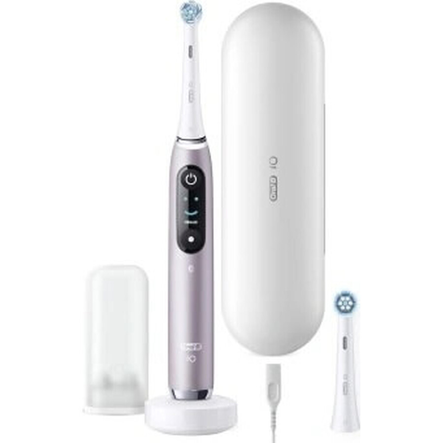 Oral B EK iO Series 9 Rose Quartz + Zahnbürstenhalter + Reiseetui 1×1 Set, elektronische Zahnbürste