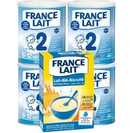 France Lait 2 4x400g + FL tarwepap. Set 250g 1×1, zuigelingenmelkpoeder set