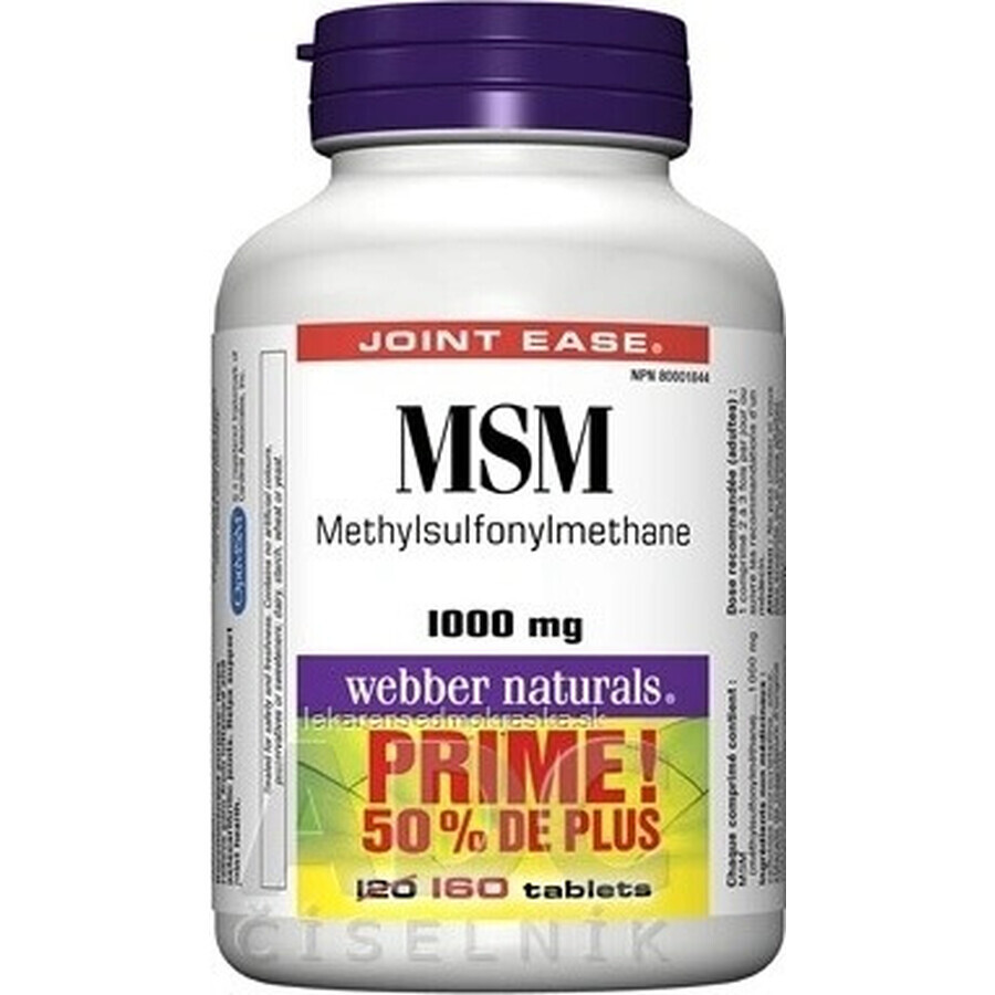 WEBBER NATURALS MSM 1000 mg BONUS 1×160 tbl, Nahrungsergänzungsmittel