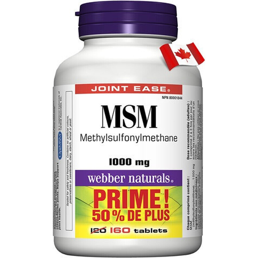 WEBBER NATURALS MSM 1000 mg BONUS 1×160 tbl, Nahrungsergänzungsmittel