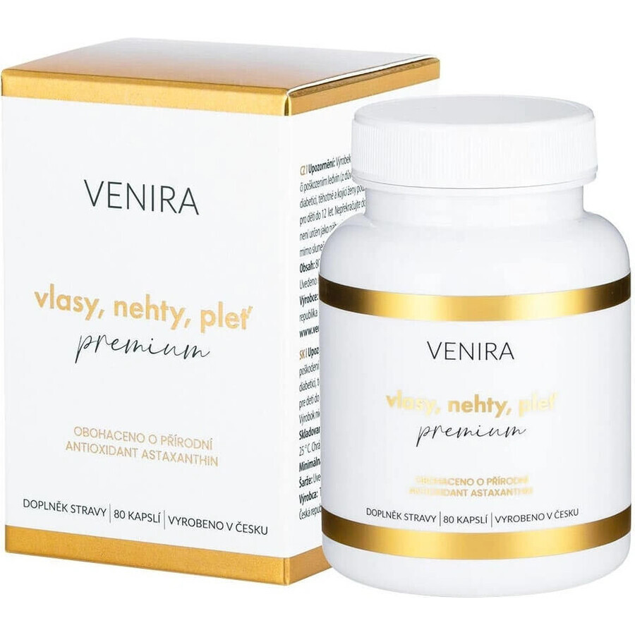 VENIRA PREMIUM capsules for hair, nails and skin, 40-day treatment 1×80 cps, nutritional supplement