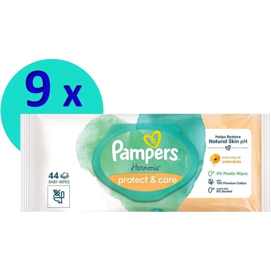 PAMPERS HARMONIE PROTECT&CARE WIPES 396KS 396KS 1×396 stuks, vochtige doekjes