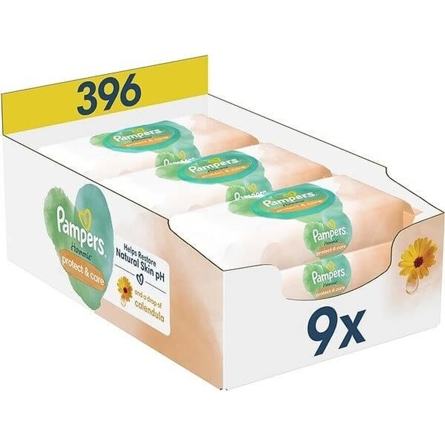 PAMPERS HARMONIE PROTECT&CARE WIPES 396KS 396KS 1×396 stuks, vochtige doekjes