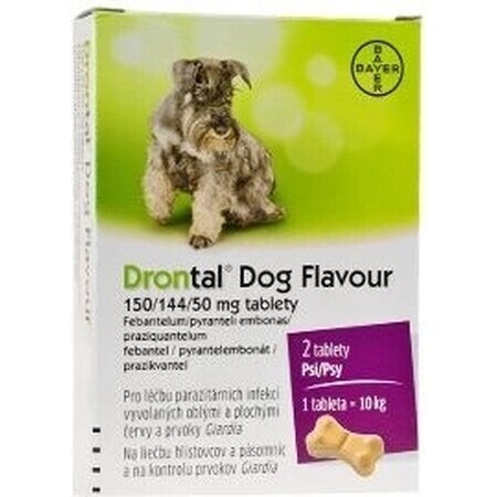 Drontal Dog Flavour 150/144/50 mg comprimés 1×2 tbl, préparation vétérinaire