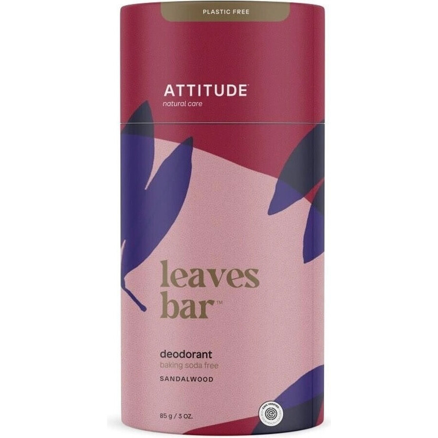 ATTITUDE Deodorant natural solid Leaves bar - cu aromă de lemn de santal 1×85 g, deodorant solid