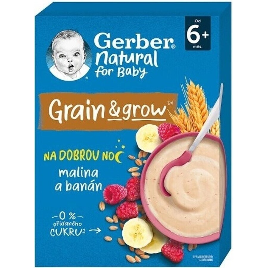 Gerber Natural Milk Porridge Wheat-Oat 1×220 g, framboise et banane (à partir de 6 mois)