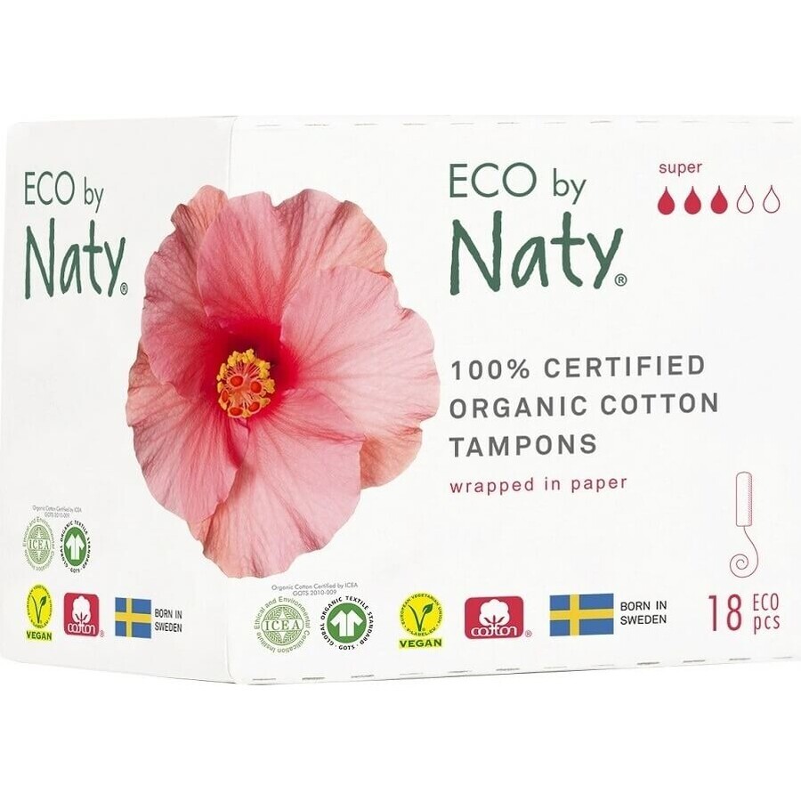 ECO BY NATY Tampons für Frauen (18 Stück) - super 1×18 Stück