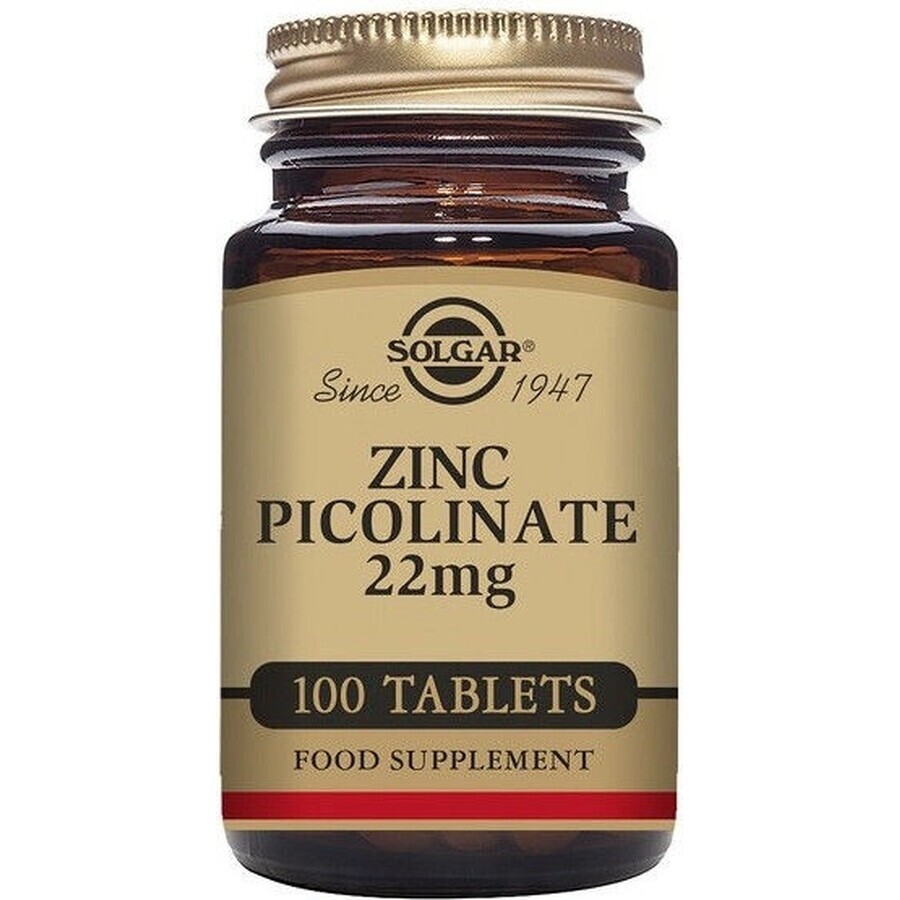 Solgar Zink 22 mg Zinkpicolinat 100 Tabletten 1×100 tbl, Nahrungsergänzungsmittel