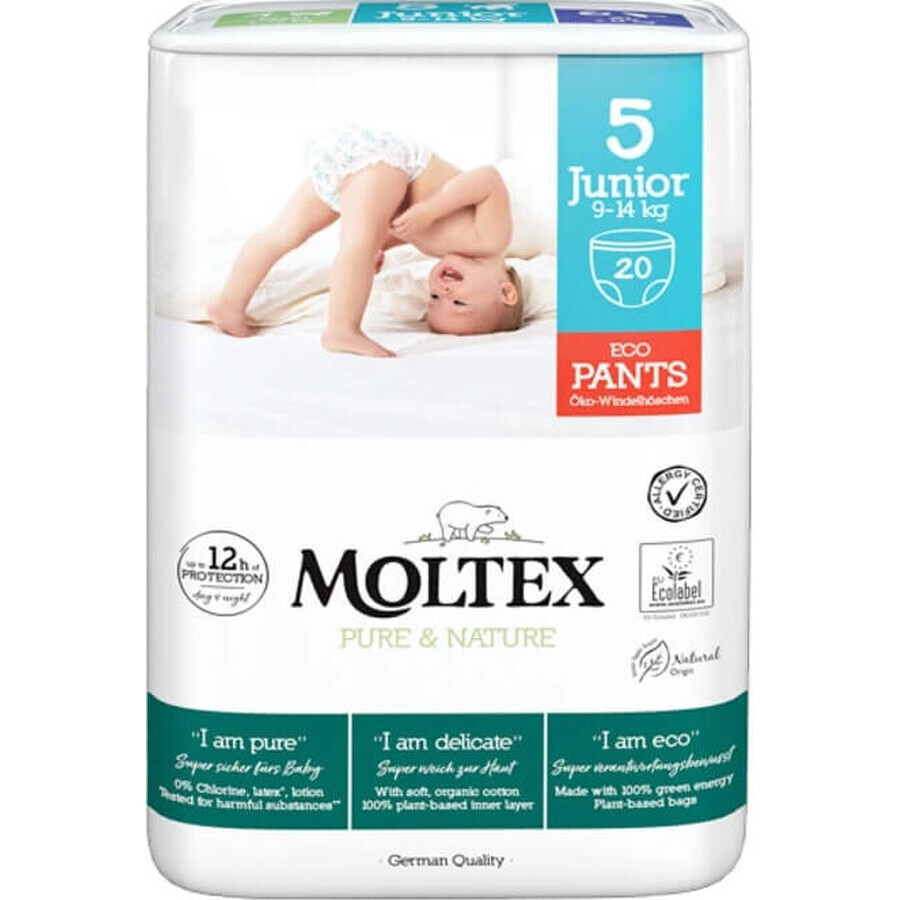 Moltex Pure & Nature Junior Stretch Luierbroekje Junior 9 -14 kg 1×20 stuks, luierbroekje