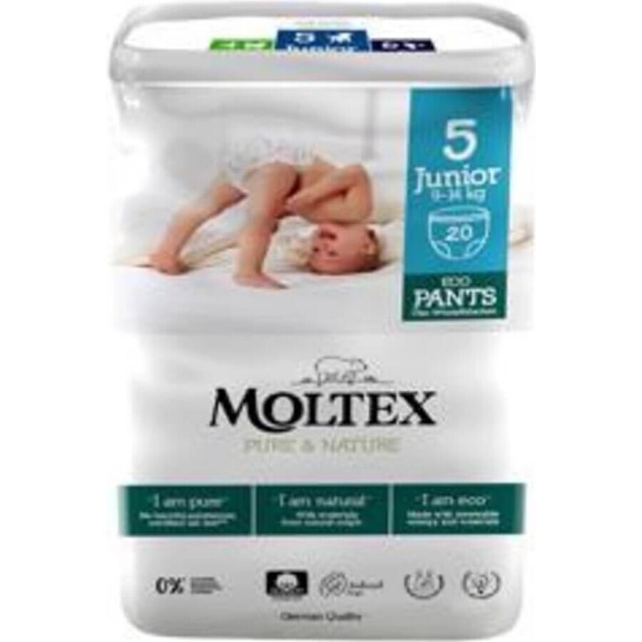 Moltex Pure & Nature Junior Stretch Luierbroekje Junior 9 -14 kg 1×20 stuks, luierbroekje