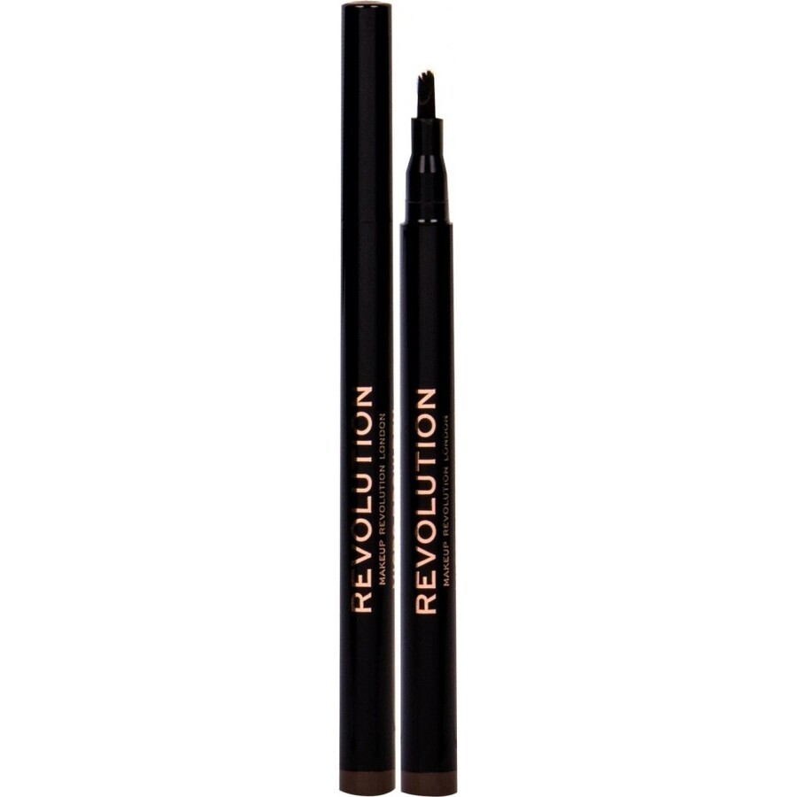 Revolution Hair Stroke Brow Pen Medium Brown 1×0.50 ml, wenkbrauwpotlood