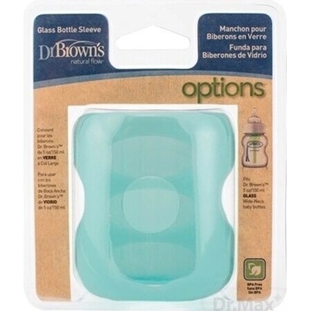 Dr.BROWN'S SILICONE WRAPING FOR GLASS FLAG 150ml 1×1 buc, turcoaz, cu gât larg